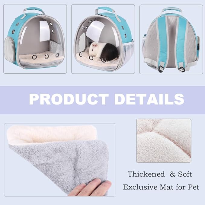Portable Small Animal Backpack Travel Breathable Pet Carrier Bag Cages for Guinea Pig, Rabbit, Bearded Dragon, Squirrel, Tortoise, Bird, Lizard