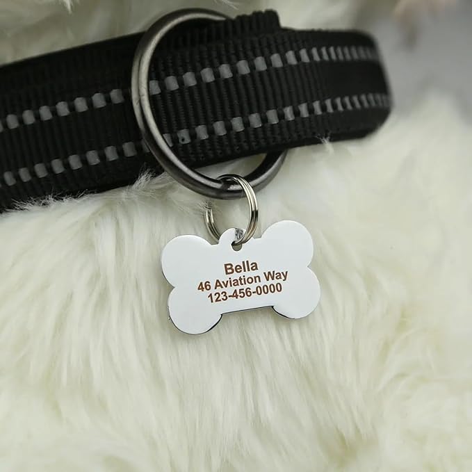Personalized Dog Cute Paw Pet ID Tag for Pet Collar or Key Chain - Dog Name tag, cat Tags Personalized, cat id tag, Kitten Name tag, Kitten id tag (Bone-Shaped-Small: Rose Red)