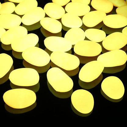 Shiny Stone Glow in The Dark Pebbles,Decorative Glow Stones,Fish Tank Aquarium Gravel,Glow Pebbles for DIY Garden Gifts Decoration(Big Size, 3-4cm, 400g/14.1oz) (Orange Yellow)