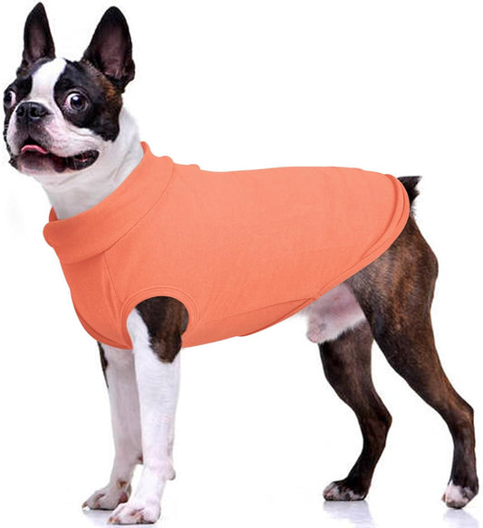 FUAMEY Dog Fleece Vest for Large Dogs,Warm Stretchy Dog Sweatshirts Pullover with Leash Hole Dogs Sweater Soft Pet Turtleneck Cozy Pet Vest Lightweight Sleeveless Orange L