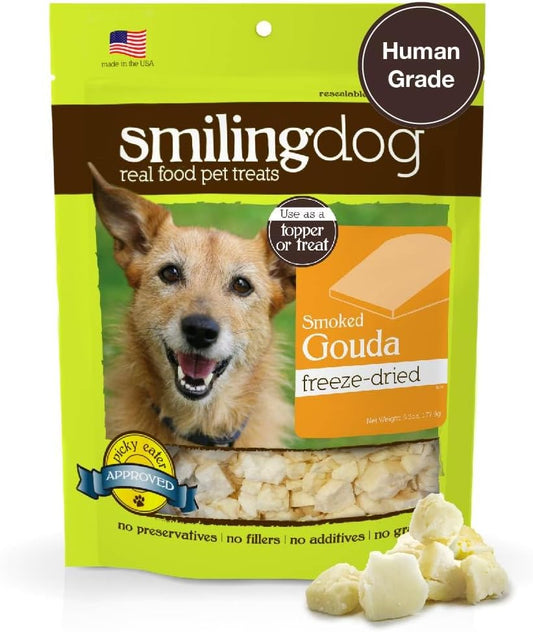 Herbsmith Smiling Dog Treats – Freeze Dried Smoked Gouda – 100% Real Wisconsin Cheese – Single Ingredient – Human Grade – Made in USA – 9.6 oz
