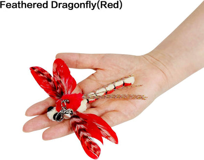 TTcat Cat Feather Toys, 3 Pcs Simulation Insects Dragonfly Grasshopper Refills, Cat Toys Replacement Feathers for Cat Kitten Wand