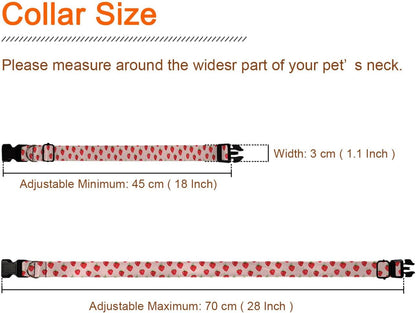 Red Strawberry Fruit Dog Collar Soft Pet Collars for Small Medium Large Breed Dogs Cats Puppy Kitten Terrier
