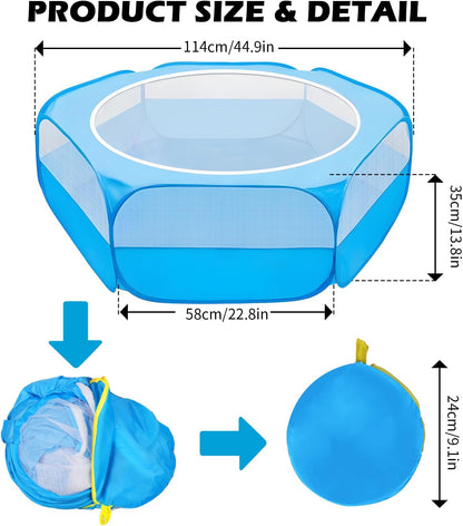 UWE Small Animal Playpen, Chicken Brooder Box with Cover Top, Portable Outdoor Exercise Pet Cage Tent, Waterproof Breathable Pet playpen Indoor for Chick Ktiien Bunny Hamster Guinea Pig, Blue