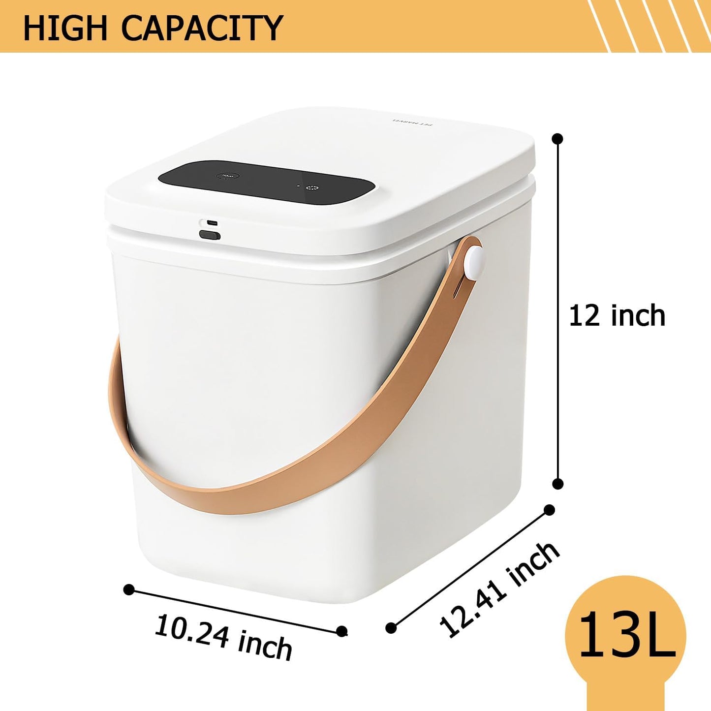 PET MARVEL Automatic Vacuum Sealed Pet Food Container, 13L/15Lbs Air Tight Dog Cat Food Storage Bin with Smart Vacuum Tech & LCD Screen, BPA-Free, Keep Dry Food Fresh for Months