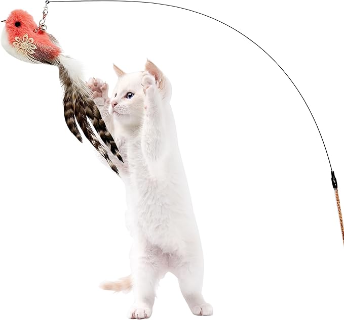 Cat Feather Toy Bird Refills, 12 Pieces Cat Wand Attachments Feather Bird Toy for Indoor Cats
