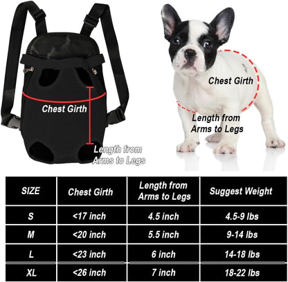 FEimaX Dog Carrier Backpack Pet Legs Out Front Cat Travel Bag, Adjustable Puppy Backpacks Carriers Hands-Free for Small Medium Dogs Cats Hiking Traveling Camping Daily Walking (Medium, Black)