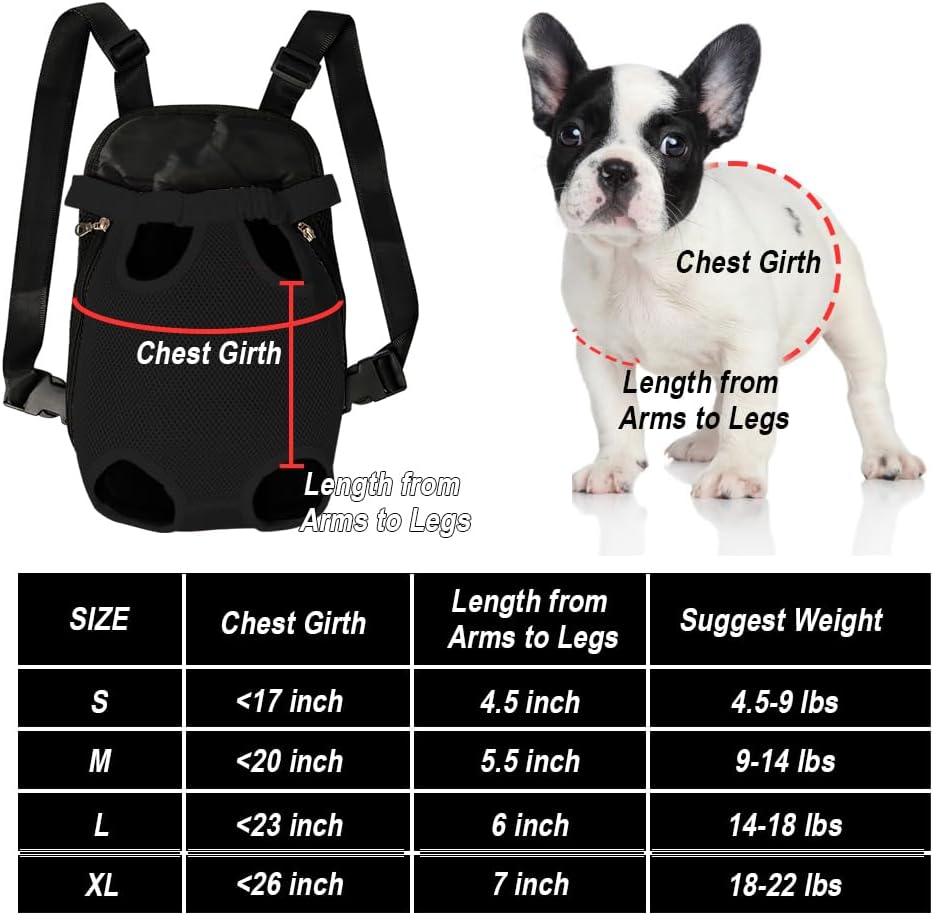FEimaX Dog Carrier Backpack Pet Legs Out Front Cat Travel Bag, Adjustable Puppy Backpacks Carriers Hands-Free for Small Medium Dogs Cats Hiking Traveling Camping Daily Walking
