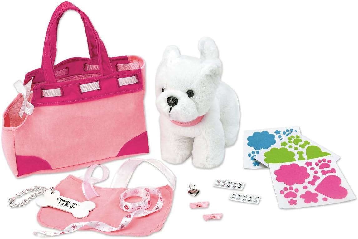 Creativity for Kids Designer Doggie Kit | Adopt, Accessorize & Decorate Your Plush Pet | Toddler Purse & BFF Jewelry Gift for Girls | Encourages Imaginative Play & Fine Motor Skills (Ages 4+)