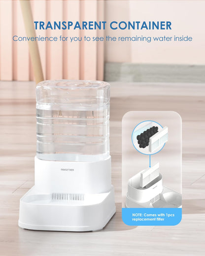 PAWGETHER® Gravity Automatic Pet Water Dispenser with 1 Filter for Cats and Small Dogs 1 Gallon/3.5L Auto Pet Waterer Dog Water Dispenser, Easy to Fill