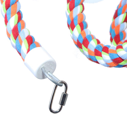 Rope Bungee Perch Bird,118inch Kintor Pure Natural Colorful Bead Cage Chewing Toys for Small Medium Parrot (118inch)