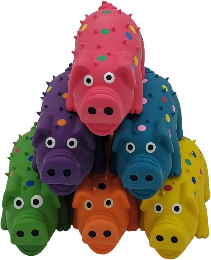 6 Pack 4 Inch Mini Latex Dog Squeaky Toys Polka Dot Piglet Pig Dog Toy for Mimi Small Dogs