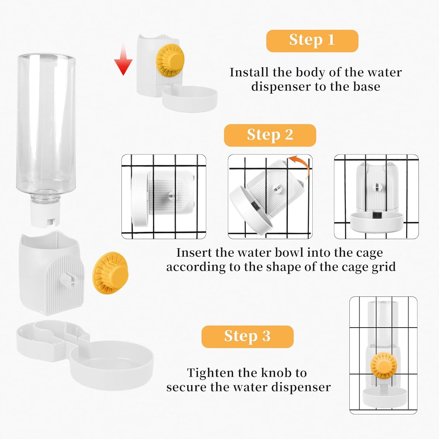 Hanging Rabbit Water Dispenser for Cage,17oz No Drip Guinea Pig Water Bottle for Ferret Bunny Puppy Cat Chinchilla Samll Aminal Water Bowl
