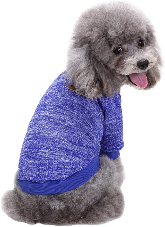 Jecikelon Dog Clothes Dogs Sweater Soft Puppies Clothing Winter Puppy Sweaters Warm Outfit for Dogs Small XXS XS Cat Apparel (Dark Blue, XXS)