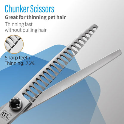 Dog Grooming Scissors: 5 in 1 Pet Shears Kit Made Of Japanese 9CR Advanced Stainless Steel Professional Grooming Scissors for Dogs Cats and Other Pets