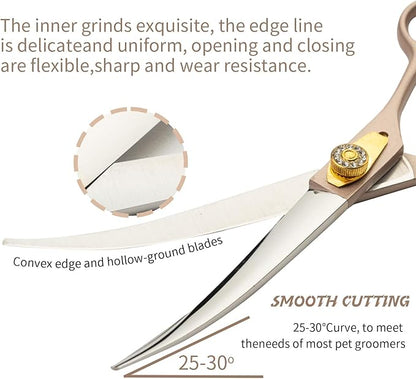 7.5‘’ Professional Dog Grooming Scissors Kit Rose Gold Stainless Steel Dog Scissors for Grooming 6 in 1 Grooming Shears Set for Dogs Cat Pet