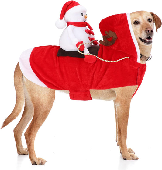 BWOGUE Santa Dog Costume Christmas Pet Clothes Santa Claus Riding Pet Cosplay Costumes Party Dressing up Dogs Cats Outfit for Small Medium Large Dogs Cats