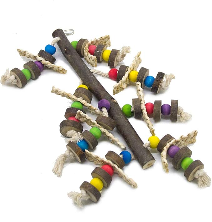 EBaokuup Wood Bird Chewing Toys-Blocks Parrot Tearing Toys Best for Finch,Budgie,Parakeets,Cockatiels, Conures,Love Birds and Amazon Parrots (Pack of 2)