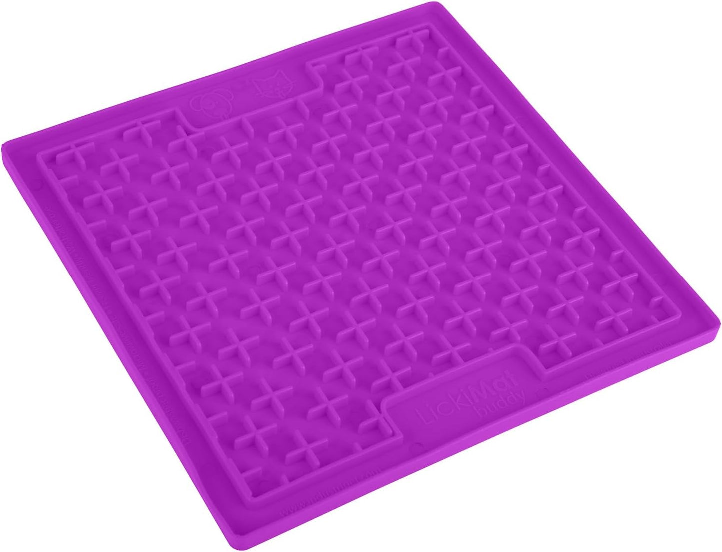 LickiMat Classic Buddy, Cat Slow Feeder Lick Mat, Boredom Anxiety Reducer; Perfect for Food, Treats, Yogurt, or Peanut Butter. Fun Alternative to a Slow Feed Cat Bowl or Dish, Purple