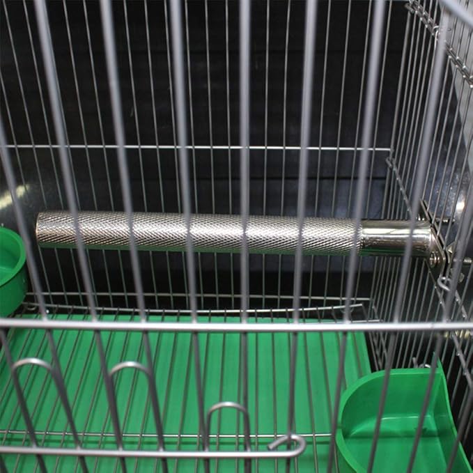 Bird Perch Stainless Steel Stand Parrot Rod Grinding Claws Trimming Beak Nails Grinding Stick Exercise Platform for Parakeet Cockatiel Conure African Grey Macaw Finch Bird Cage Accessories (XL)