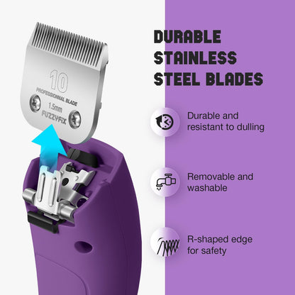 Professional Dog Clippers for Grooming - 2 Speed Pet Grooming Kit for Thick Curly Matted Coats - Low Noise Heavy Duty Cordless Hair Trimmer with Detachable Metal Blade