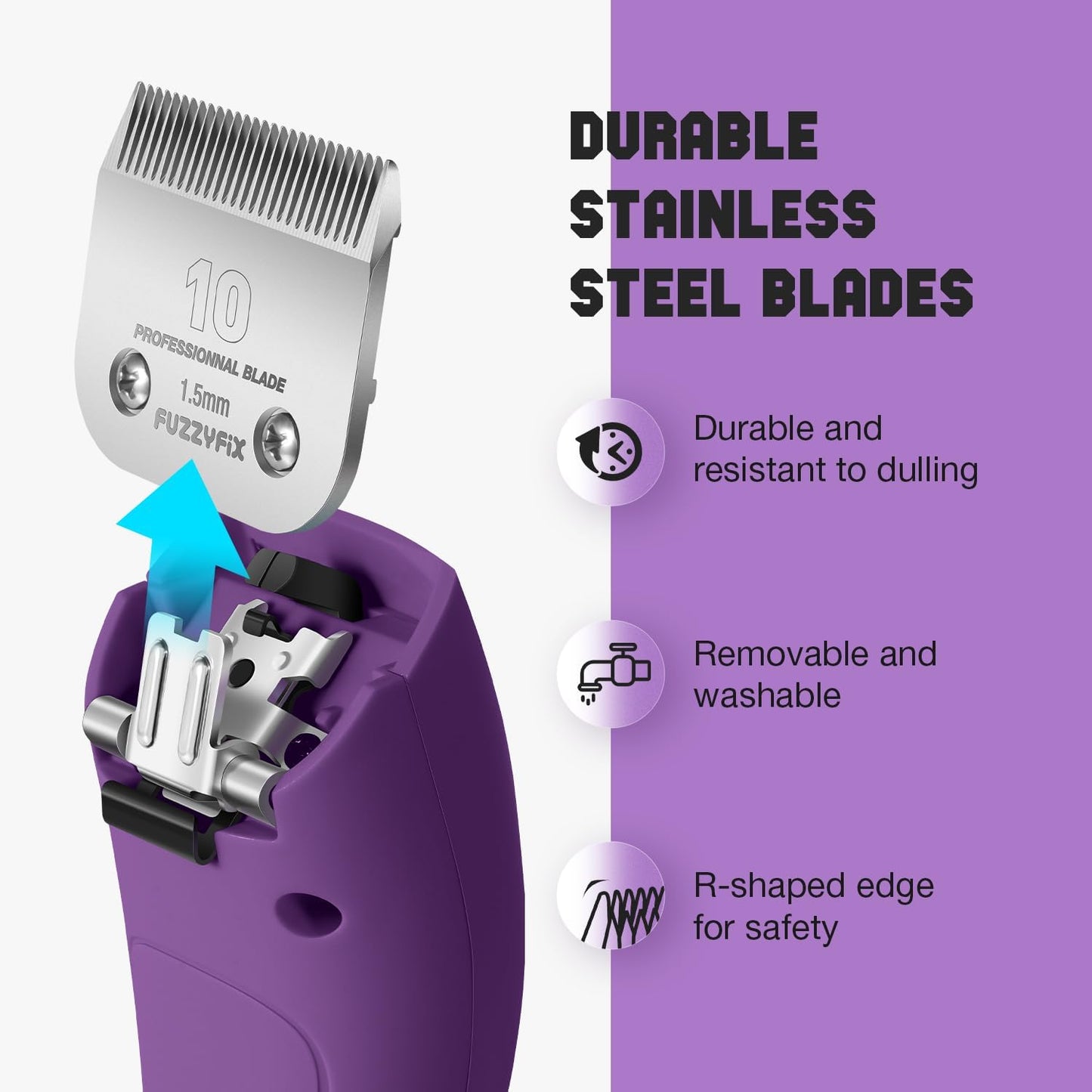 Professional Dog Clippers for Grooming - 2 Speed Detachable Blade Pet Grooming Kit for Thick Curly Matted Coats - Low Noise Heavy Duty Cordless Hair Trimmer for Animal Pet Horse