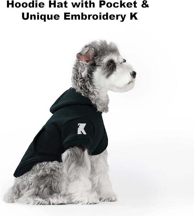 Koneseve Dog Hoodie Fleece Puppy Clothes Warm Sweater with Hat for Small Dogs Cat Hooded Shirt Kitten Pet Basic Sweatshirt with Pocket Doggie Soft Winter Coat Apparel (Green XL)