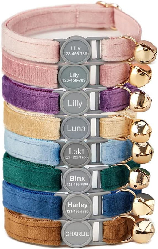 Personalized Breakaway Cat Collar with Safety Buckle - Customizable Name and Phone Number