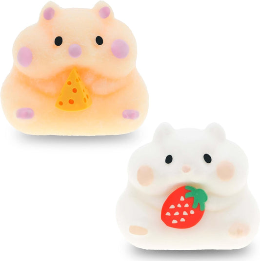 2pcs Fluffy Hamster Taba Squishy Toy – Ultra-Soft Realistic Pet Squeeze – Kawaii Animals Stress Relief Fidget Sensory Toys, Soft Silicone Squeeze Gifts for Children, Teens, and Adults
