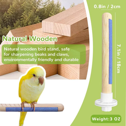 2-Pack Natural Wood Bird Perch with Foot Grinding, 7.8 Inch Bird Cage Accessories for Parakeets Cockatiel Lovebird Canary, Foot Health Training (Color Yellow & Pink)