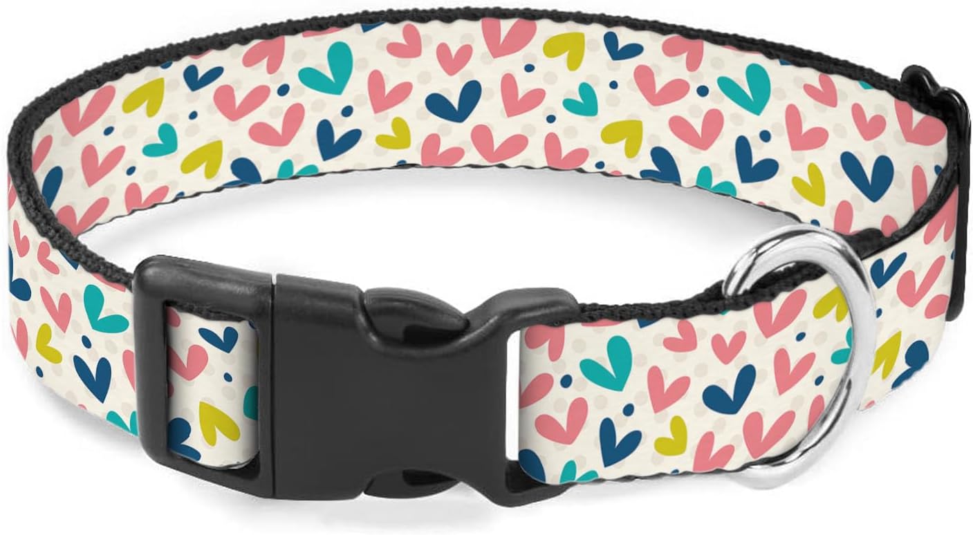 Colorful Love Hearts Valentine's Day Pet Collar Cat Dog Neck Strap Quick Release Buckle Adjustable Female Male Puppy Corgi