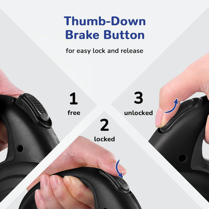 Pecute 32ft Retractable Dog Leash with Reflective Strips, One-Button Control & Sturdiness Nylon Material, Long Leash Retractable with Poop Bag Holder for Medium Large Dog