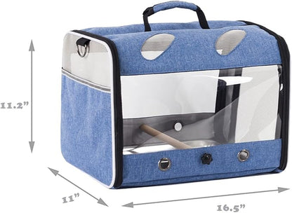Bird Carrier, Bird Travel Carrier for Parrot with Wooden Perch and Tray, Bird Carrying Carrier(Blue, Bird Carrier)