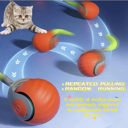 Speedy Tail 2.0 Cat Toy,Interactive Cat Ball,CatToys for Indoor Cats,Chewie Viral CatBall,Adjustable Sports Rolling Toy,Electric RollingBall Christmas Birthday Gift for Pets.(Orange)