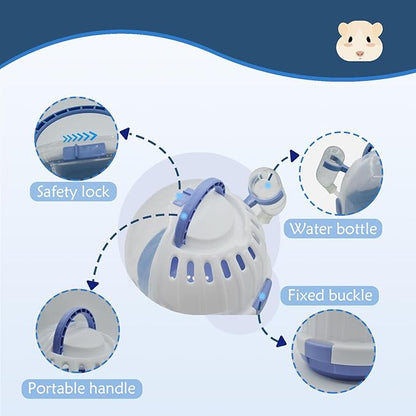 Hamster Carrier Cage Portable Cages Small Animals Carry Travel Case with Water Bottle Plastic Breathable Guinea Pig Outgoing Cage for Dwarf Hamster Ferret Chinchillas Hedgehog (Blue)