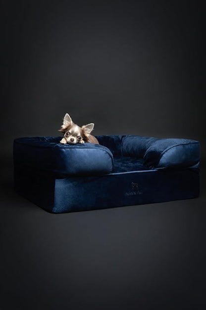 NOAH & PAW Dog Bed, 28x23x11 Inch, Orthopedic Dog Beds for Medium Size Pets, Eggshell Memory Foam Infused with Cooling Gel, Inner Cover, Waterproof, Machine Washable (Velvet Sofa Collection)