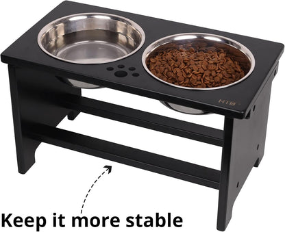 HTB Elevated Dog Bowls,Raised Dog Bowl Stand with 2 Stainless Steel Bowls,Elevated Raised Dog Bowls for Large Medium Small Sized Dogs