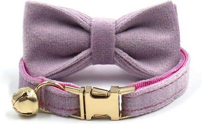 Personalized Cat Collar with Bells,Velvet Customized Small Cat Collar with Name Tag,Pet Collar with Name Phone Number Engraved ID Tags for Boy and Girl Kitten Cats (Lilac Purple)
