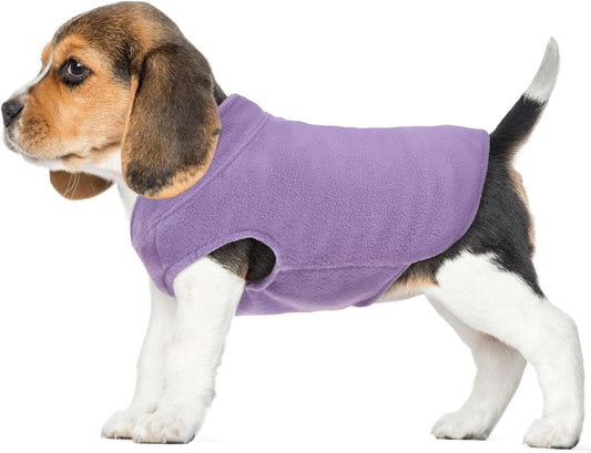 FUAMEY Dog Fleece Vest for Small Dogs,Warm Stretchy Dog Sweatshirts Pullover with Leash Hole Dogs Sweater Soft Pet Turtleneck Cozy Pet Vest Lightweight Sleeveless Purple XXS