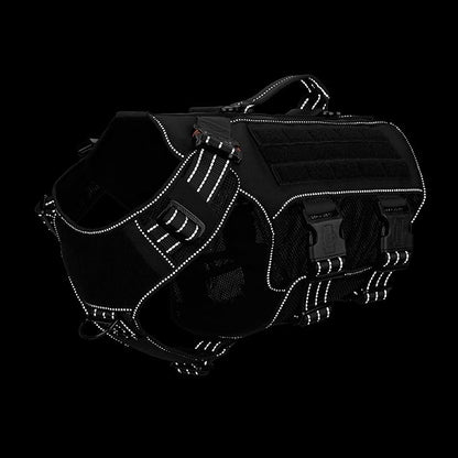 ICEFANG Tactical Mesh Dog Harness for Large Dogs,Reflective Dog Molle Vest with Metal Buckles,Hook and Loop Panels,No Pulling Front Clip for Walking Hiking Training (Large (Pack of 1), Black)