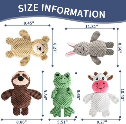 Act boldly 5-Pack Squeaky Dog Toys – Durable Animal-Shaped Plush Chew Toys for Dogs, Handmade Interactive Puppy Toys with Squeaker, Perfect for Reducing Destructive Behavior