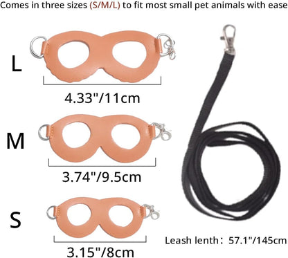 MANON ROSA Sugar Glider Harness & Leash Set - Escape-Proof 3-Piece Adjustable Vest for Squirrels Rats Mice Mouse & Small Animals - Hamster Gerbil Walking Gear, Pet Toy Accessories, Orange