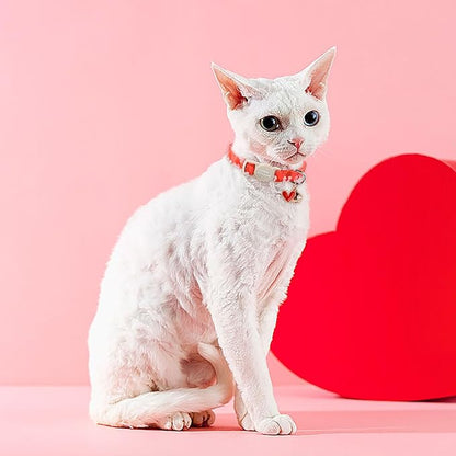 Unique style paws 2 Pack Valentine's Day Kitten Collar Breakaway with Bell&Pendant, Adjustable Safety Red Lip Rainbow Cat Cotton Collar for Girl Boy Cat and Small Pet