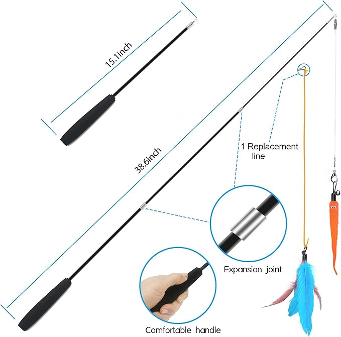 ZPH Cat Toys Interactive for Indoor Cats,2PCS Retractable Cat Wand,9PCS Teaser Toys&1PCS Hanging Door Lure Kitten Toy,Interactive Feather Toy for Teaser Play and Chase Exercise with Kitten