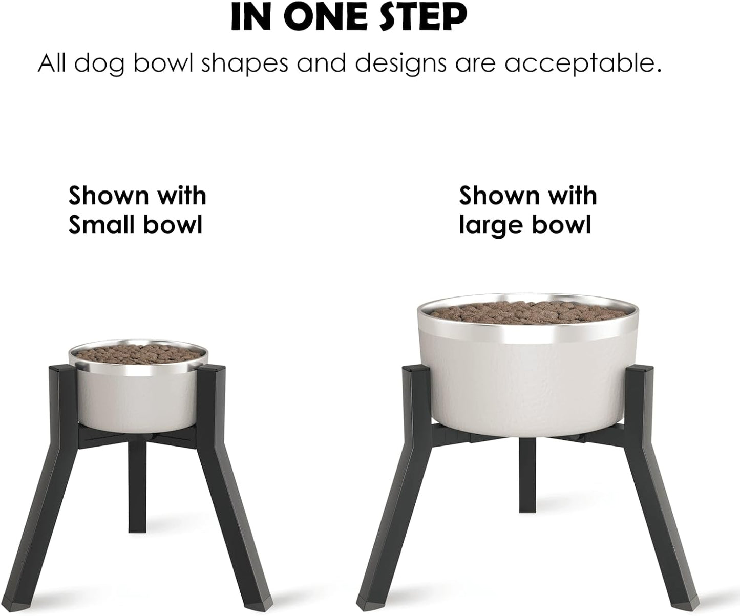 Dog Bowl Stand for Medium Large Dogs, Adjustable Width Elevated Dog Bowls 7-10.6", Raised Dog Food Water Bowls, 11 inch Tall Single Holder, Black,Bowl Not Included