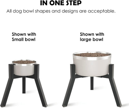 Dog Bowl Stand for Medium Large Dogs, Adjustable Width Elevated Dog Bowls 7-10.6", Raised Dog Food Water Bowls, 11 inch Tall Single Holder, Black,Bowl Not Included