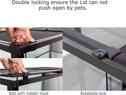 REPTI ZOO Glass Reptile Terrarium 20 Gallon, Front Opening Reptiles Tank 30" x 12"x 12" for Reptile Pets Gecko Lizard Snake, Top Screen Ventilation Escape Proof Lid