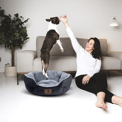 Asvin Small Dog Bed for Small Dogs, Cat Beds for Indoor Cats, Pet Bed for Puppy and Kitty, Extra Soft & Machine Washable with Anti-Slip & Water-Resistant Oxford Bottom, Black, 20 inches