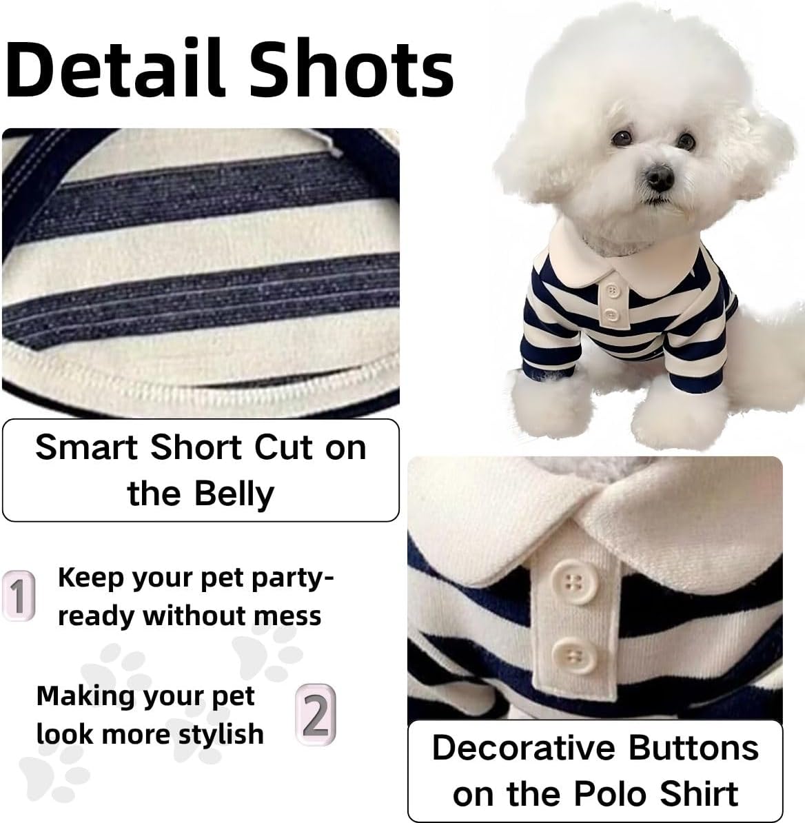 MANON ROSA Cute Dog Clothes Boy Dog Polo Shirt for Small Medium Dogs - Summer Male Puppy T Shirts for Yorkie Poodle Shih Tzu Dachshund Kittens, Striped Collared Button Pet Doggie Designer Red M