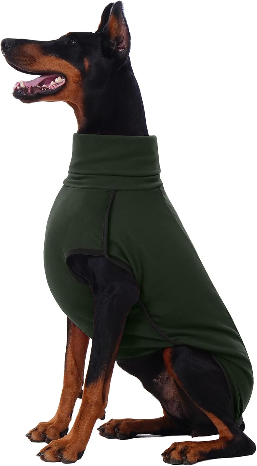 ROZKITCH Dog Winter Coat Soft Pullover Pajamas, Pet Windproof Warm Cold Weather Jacket Vest Cozy Jumpsuit Apparel Outfit Clothes for Walking Hiking Travel Sleep Green 2XL